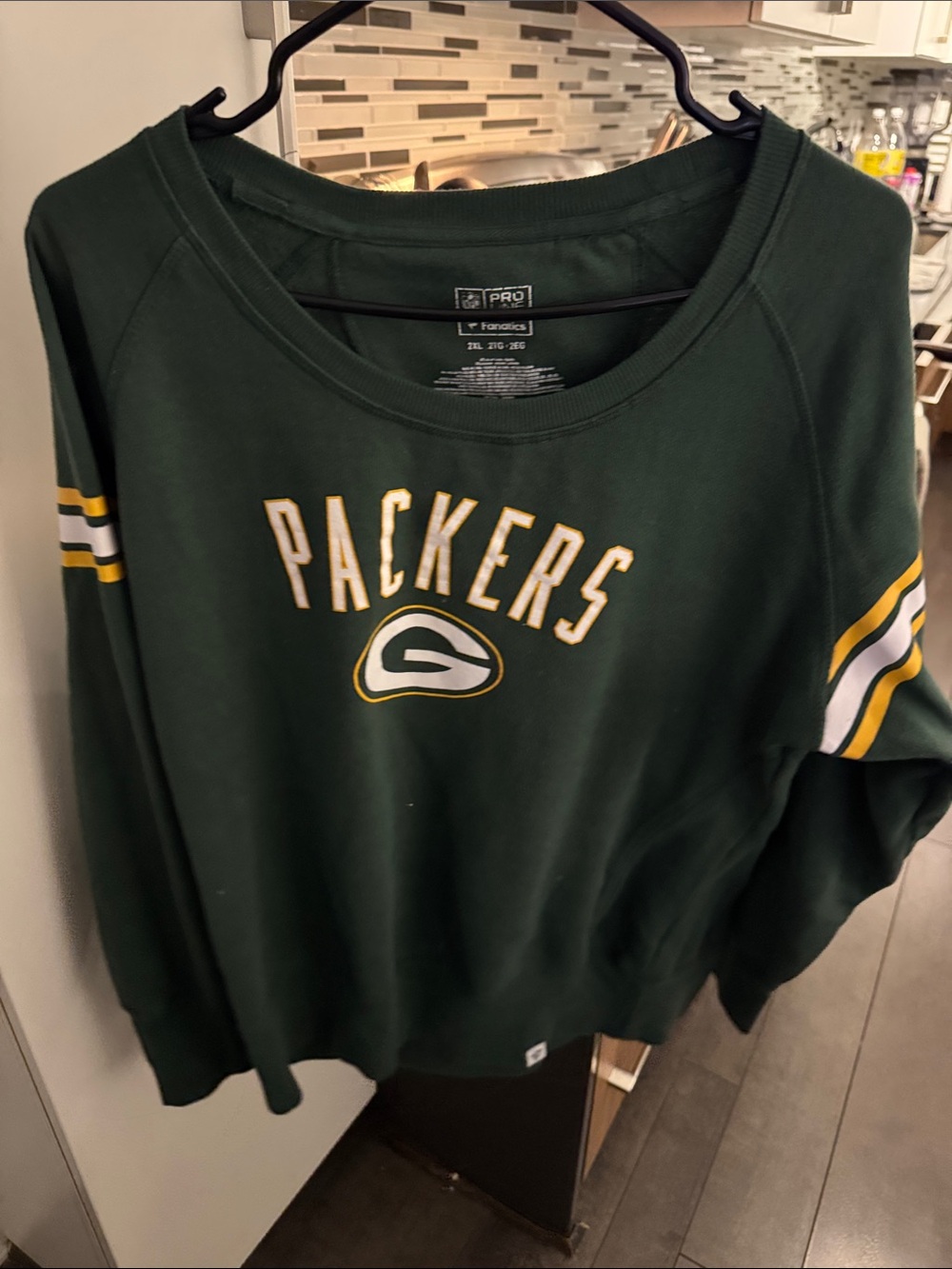 Fanatics Green Packers Crewneck Sweatshirt with Yellow & White Accents